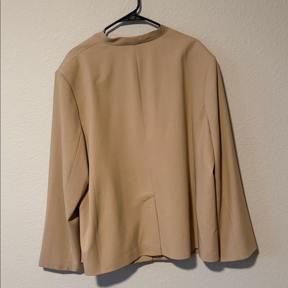 Vince Collarless Wool Blend Blazer in Straw Beige - Picture 7 of 7